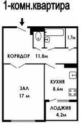 Продам 1-комнатную квартиру,  ул. Сикорского,  г. Бобруйск